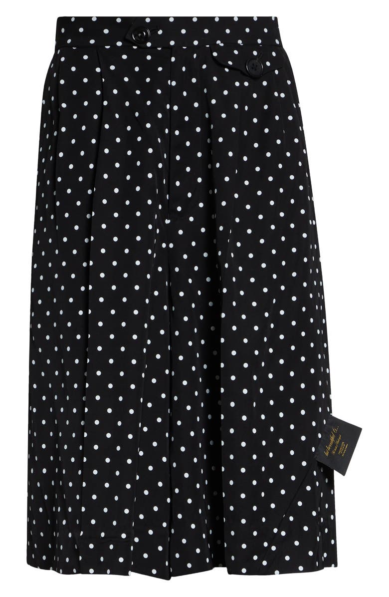 Undercover Polka Dot Wide Leg Shorts, Main, color, Black Base
