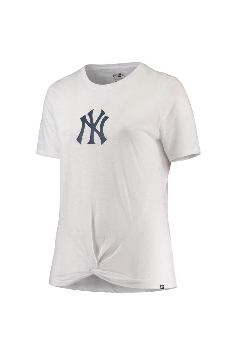 Women's New Era White New York Yankees Plus Size 2-Hit Front Knot T-Shirt, Alternate, color, White