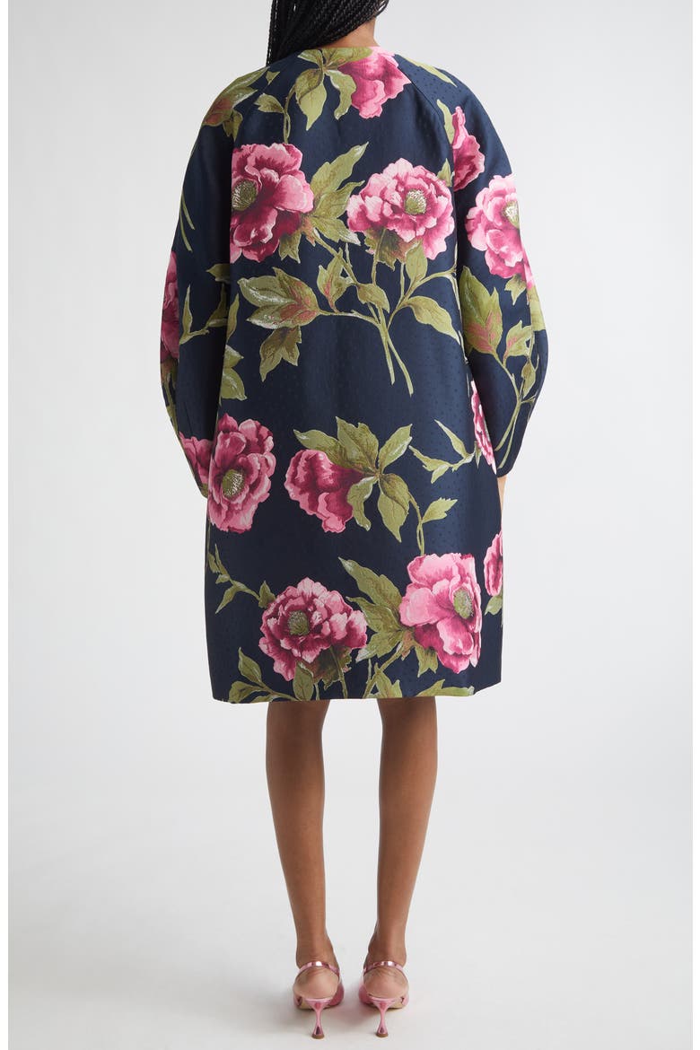 Peony Jacquard Cocoon Coat, Alternate, color, MIDNIGHT MULTI