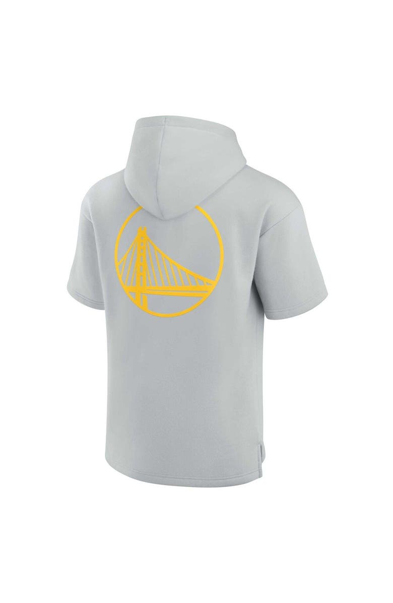 Fanatics Signature Unisex Fanatics Signature Gray Golden State Warriors Super Soft Fleece Short Sleeve Pullover Hoodie, Alternate, color, 