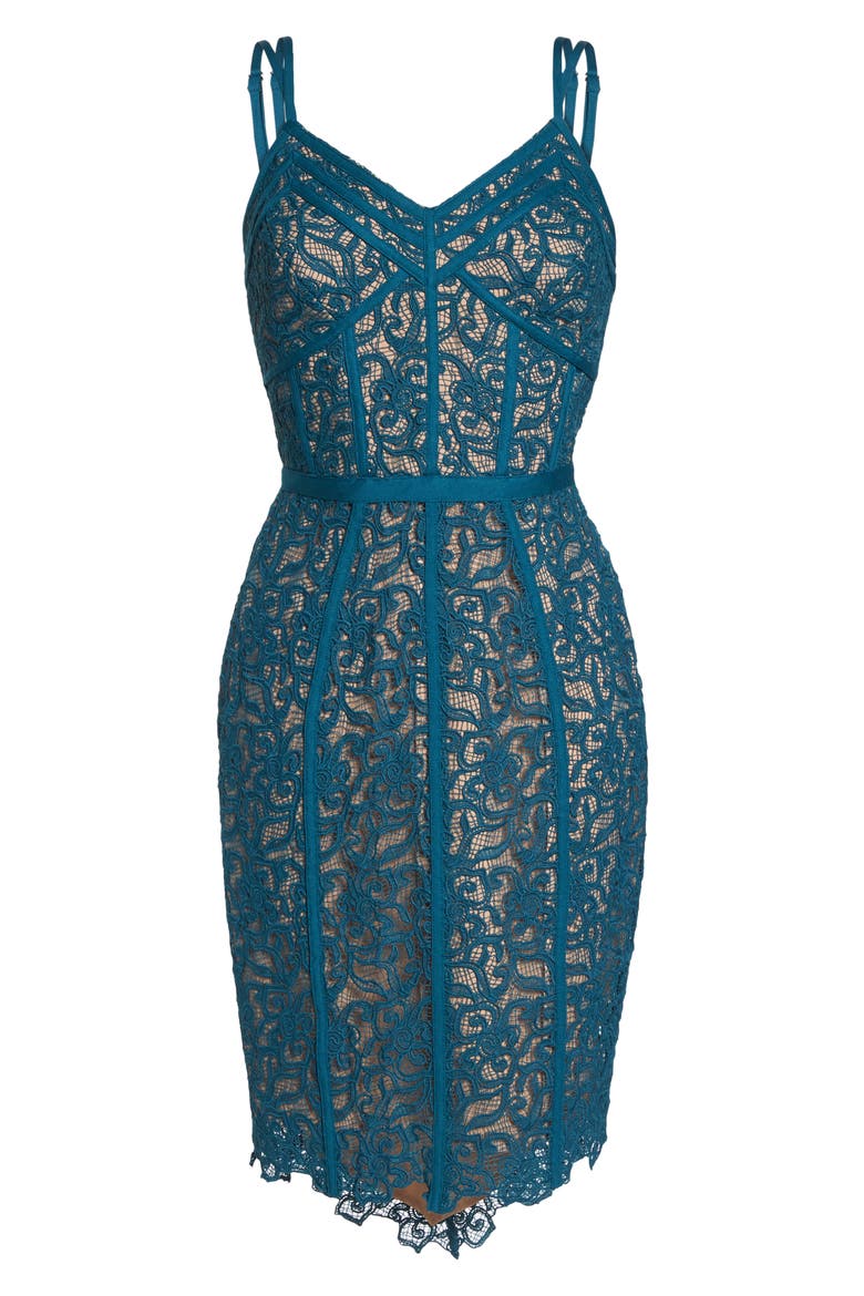 High/Low Hem Lace Cocktail Dress, Alternate, color, TEAL