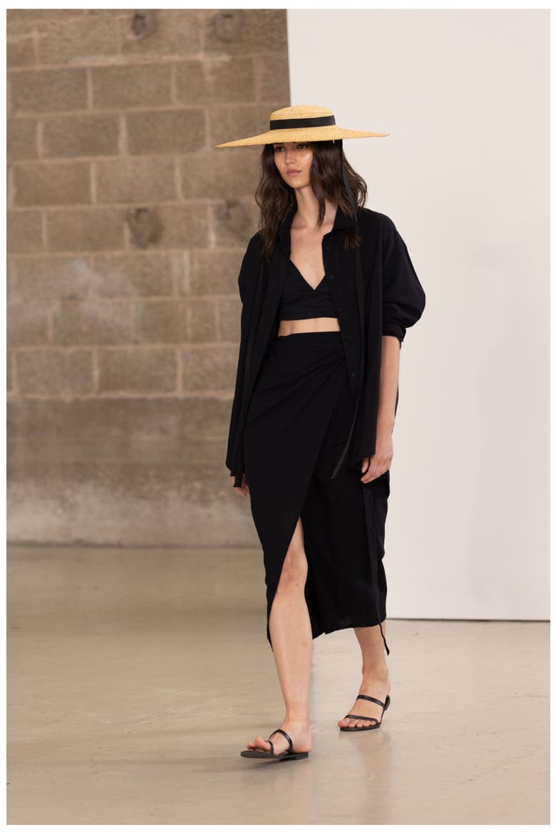 RESORT POLA WRAP SWIM COVER UP SKIRT, Alternate, color, Black