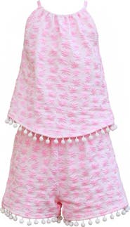 Mia Belle Girls Sunny Daze Pom-Pom Tank and Short Set