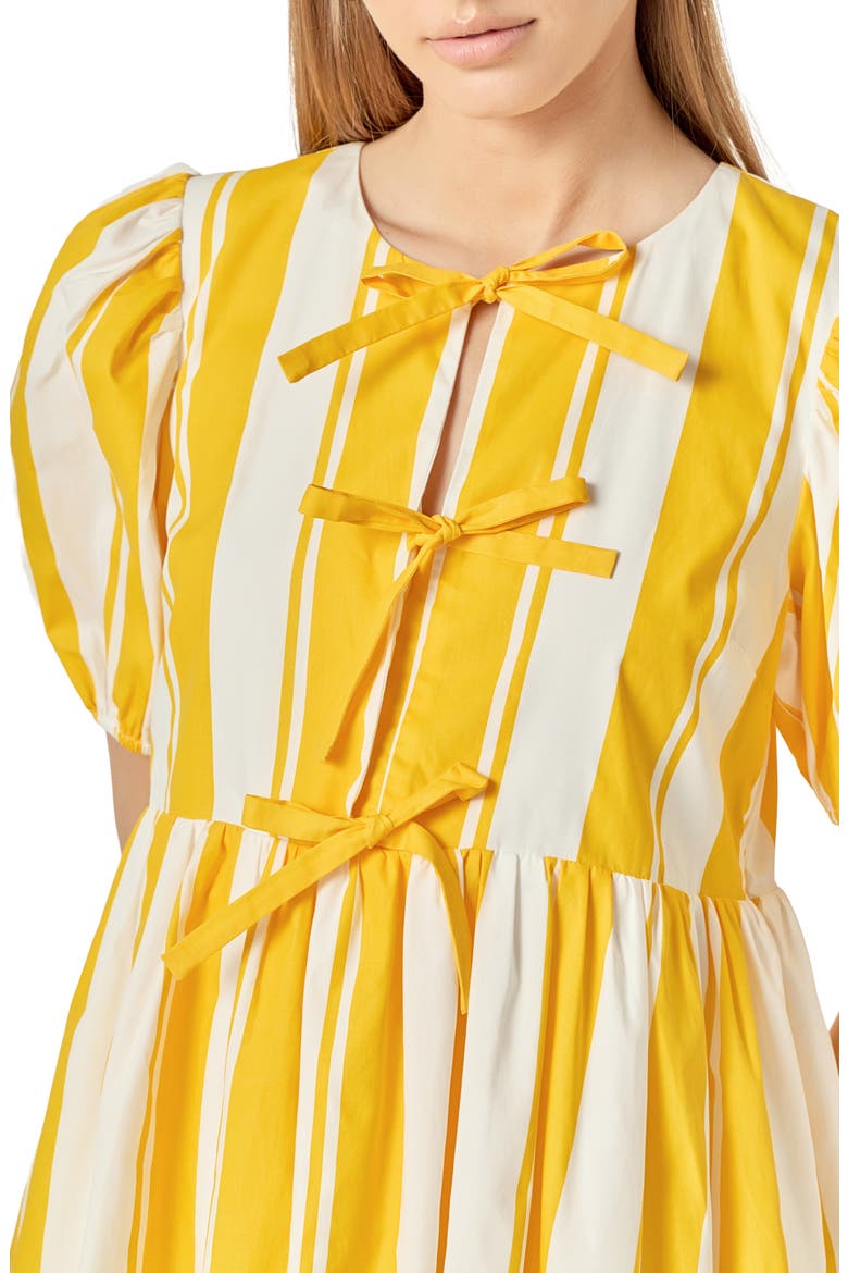 Bold Stripe Cotton Minidress, Alternate, color, YELLOW/ WHITE