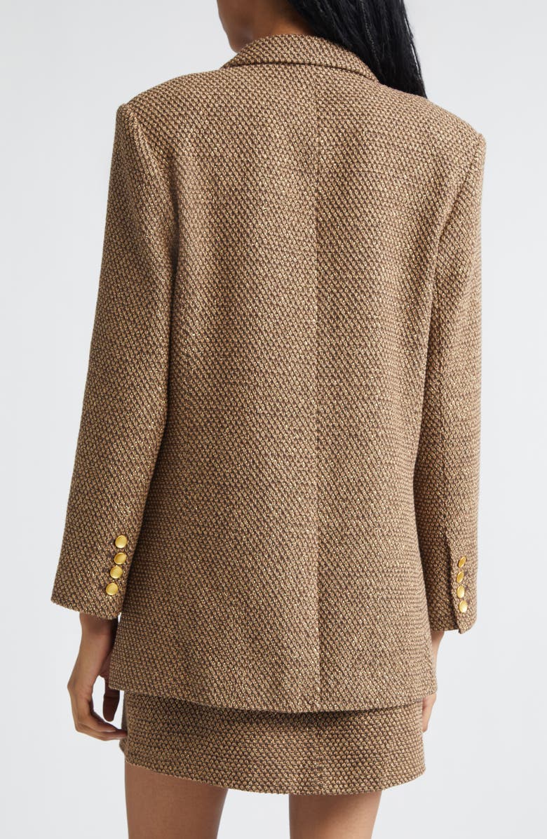 L'AGENCE Riva Double Breasted Knit Blazer, Alternate, color, Hot Fudge/Cinnamon Swirl/Gold