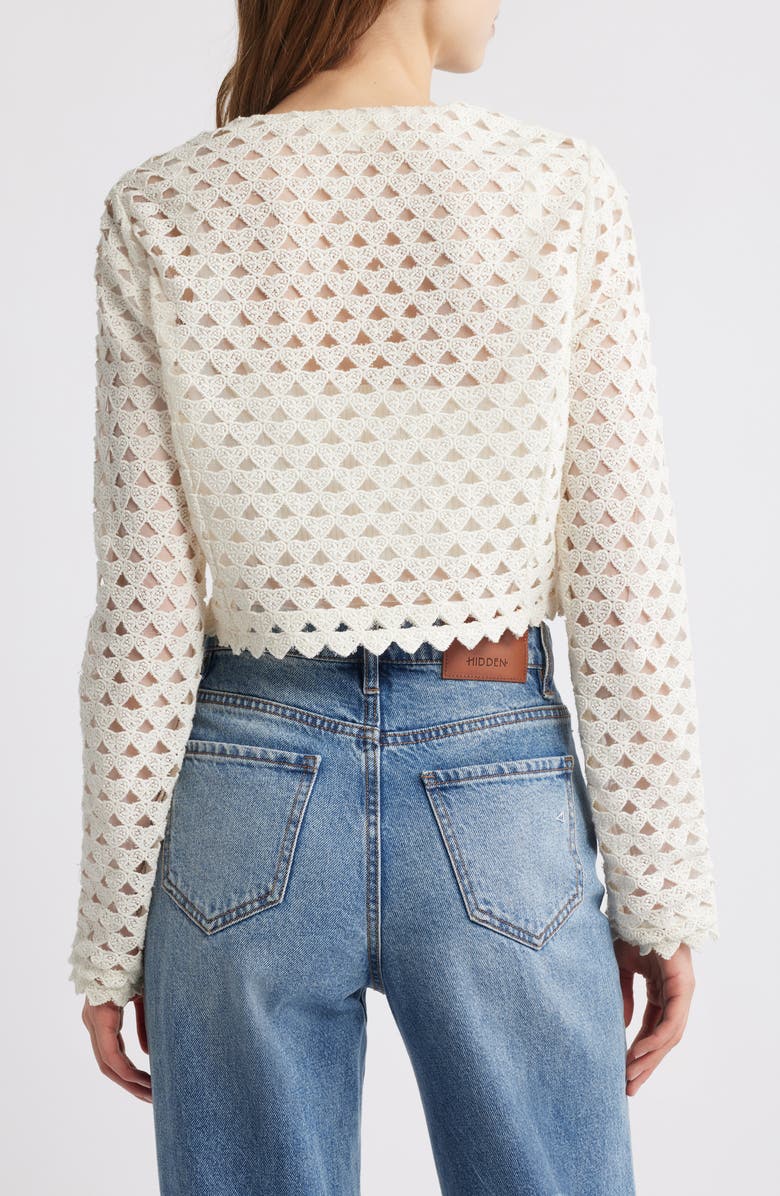 LoveShackFancy Alaya Cutout Crop Cardigan, Alternate, color, Optic Off White