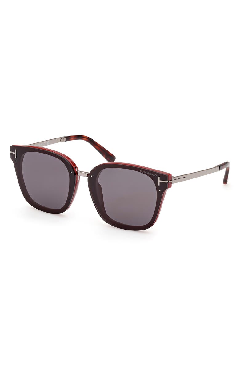 TOM FORD Philippa 68mm Gradient Square Sunglasses, Alternate, color, Shiny Bordeaux/ Smoke