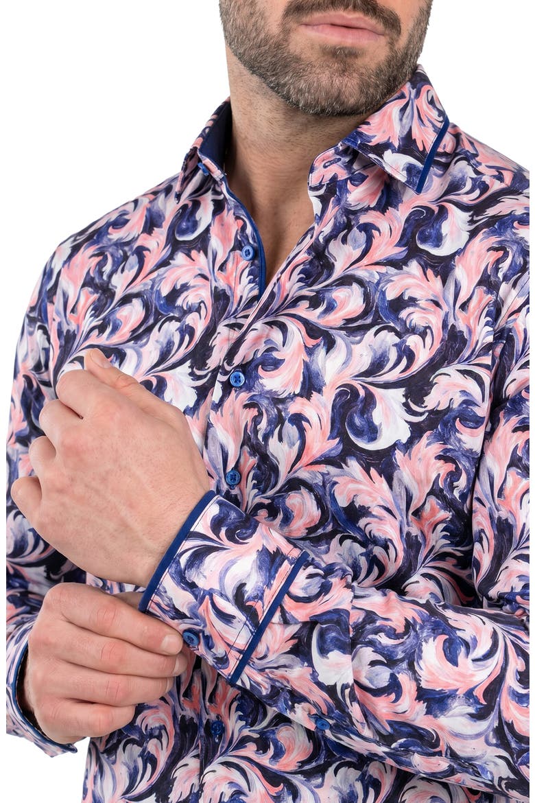 Fibonacci Contemporary Fit Button-Up Shirt, Alternate, color, BLUE