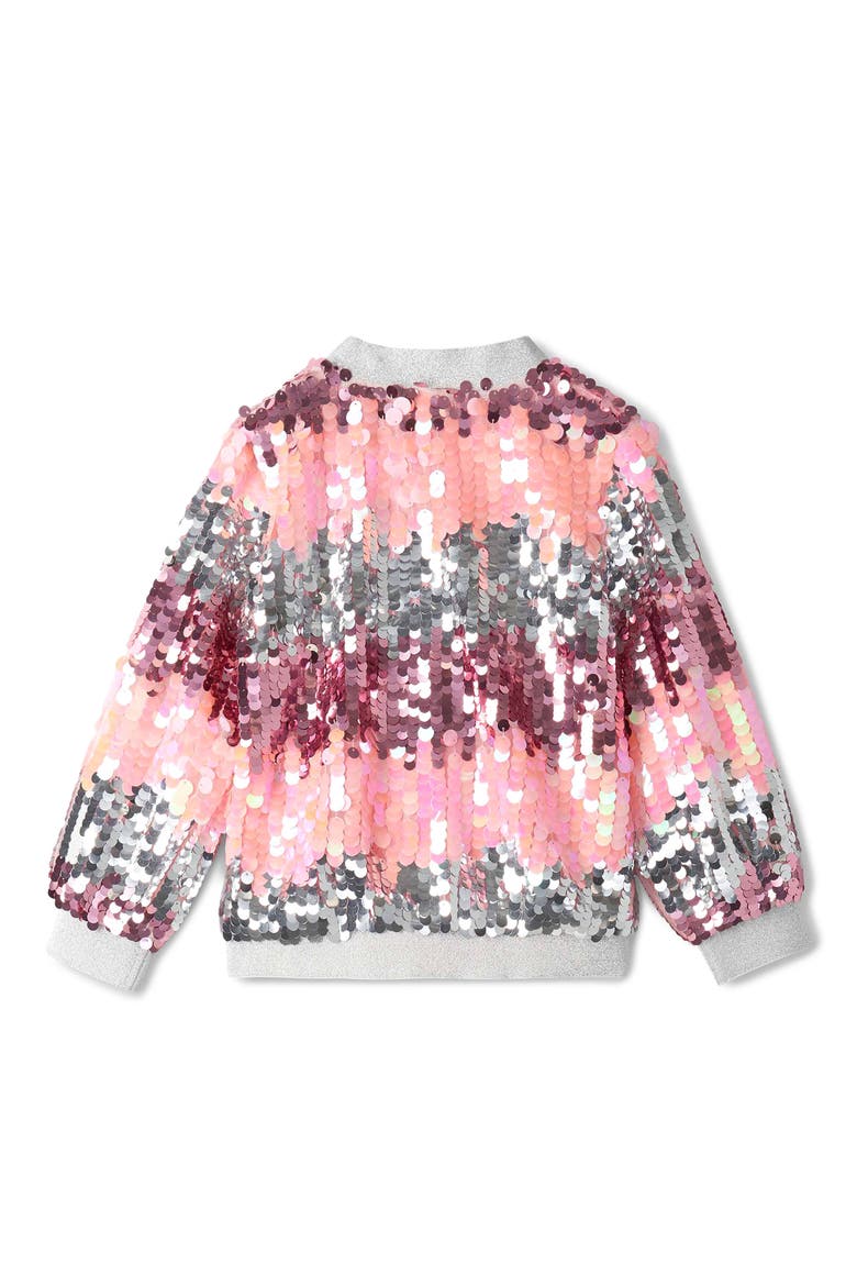 Kids' Blossom Gradient Sequin Bomber Jacket, Alternate, color, PINK