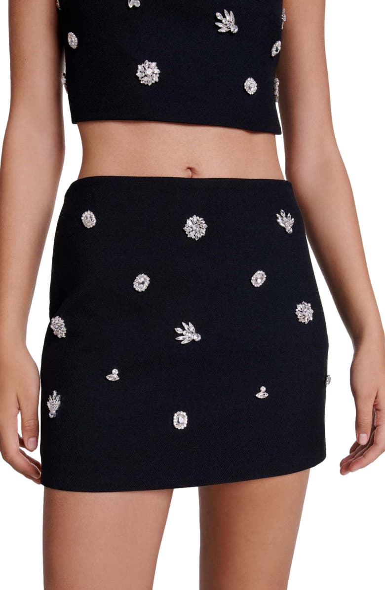 maje Diamanté effect skort, Main, color, 