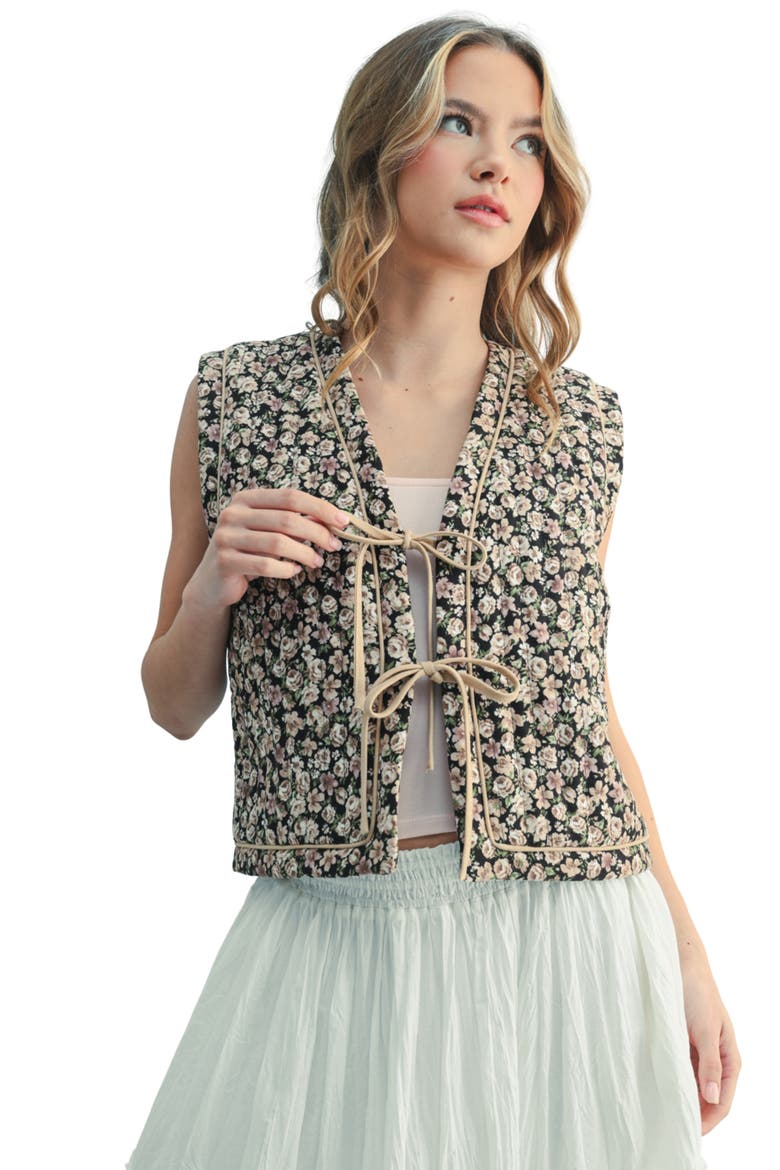 Floral Quilted Vest, Alternate, color, CHOCO/ MOCHA