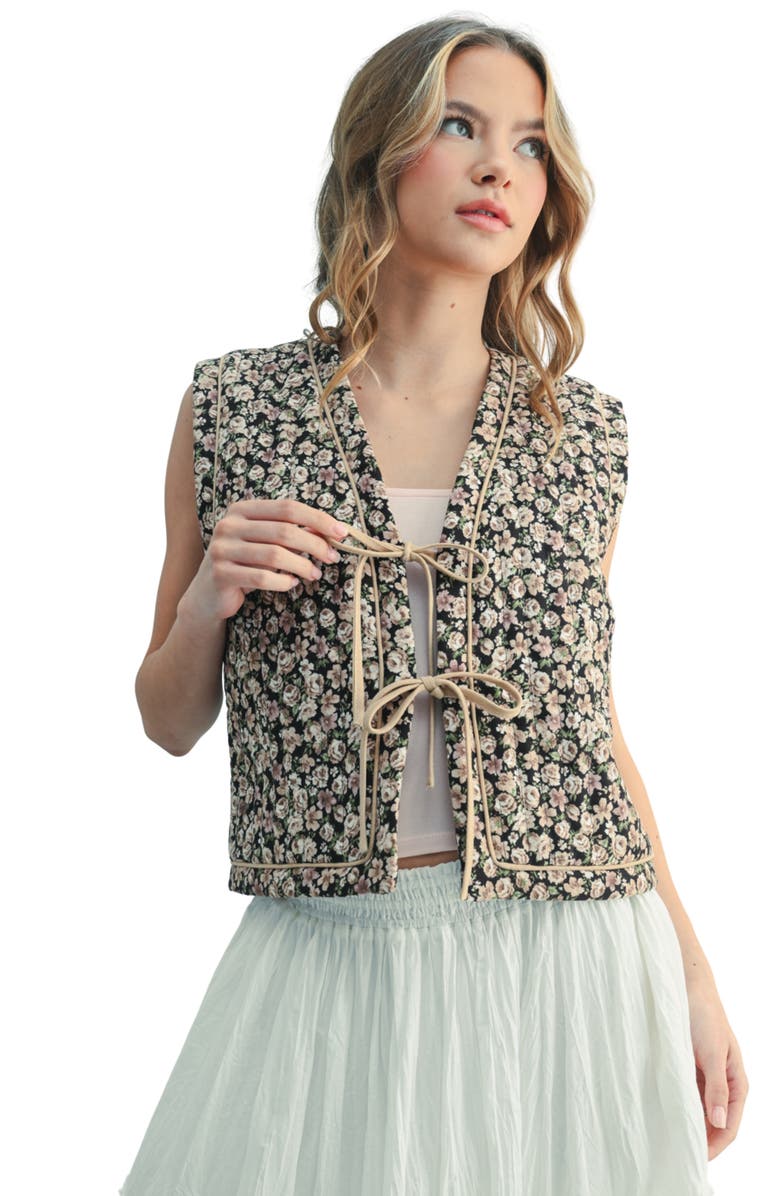 WISHLIST Floral Quilted Vest, Alternate, color, Choco/ Mocha