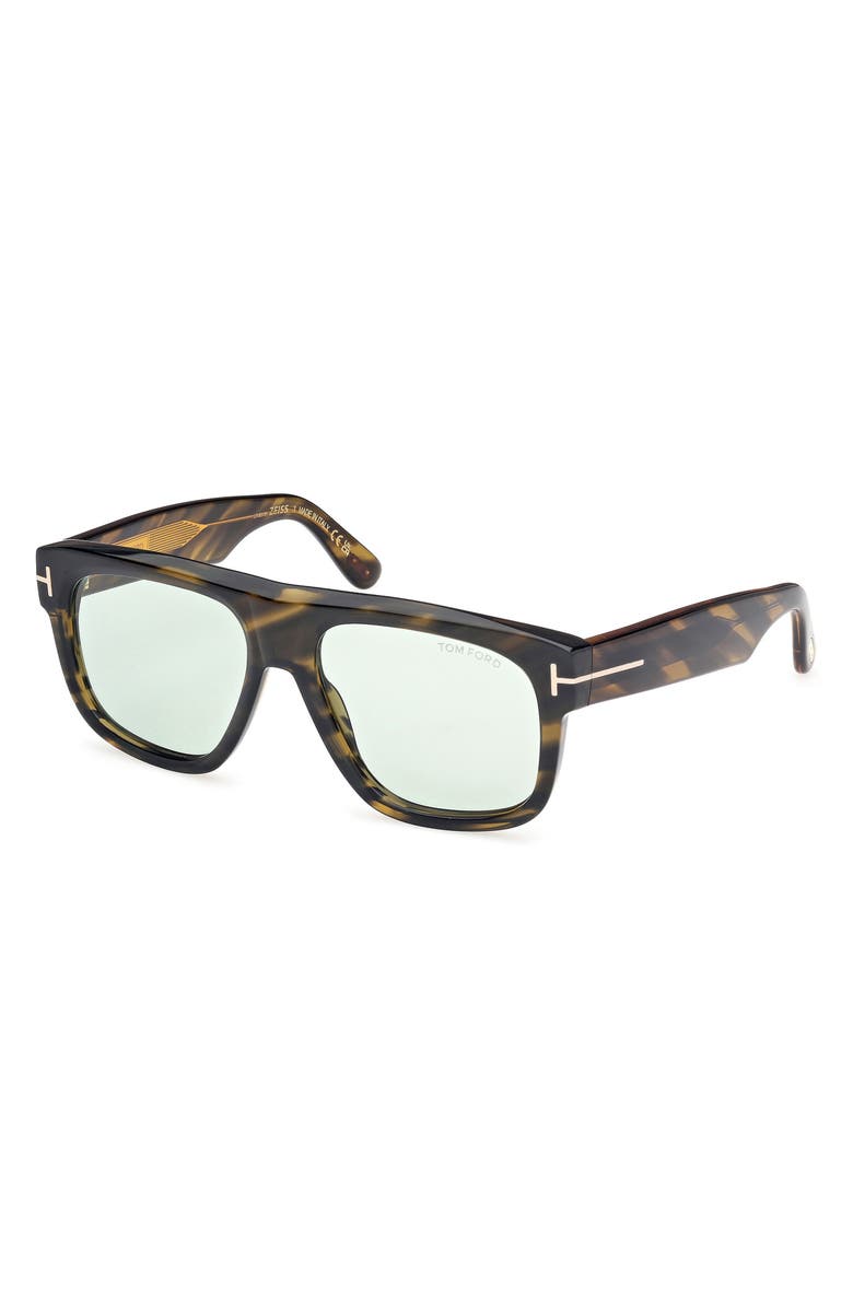 TOM FORD Icon 56mm Pilot Sunglasses, Alternate, color, Brown W Amber/ Grey/ Green