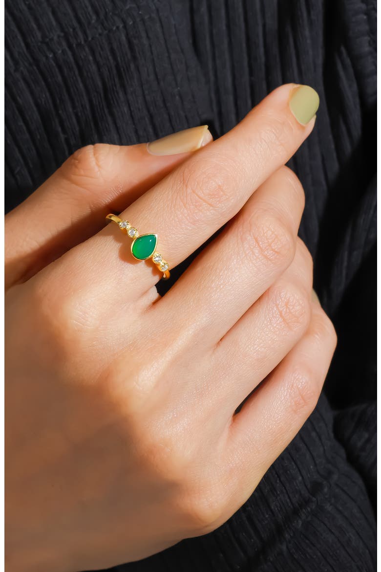Pear Gemstone Ring, Alternate, color, GREEN