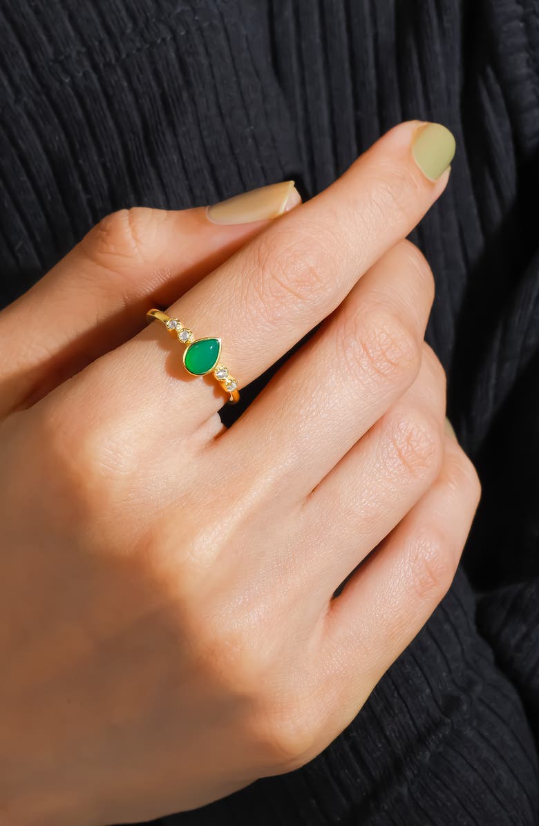 YS GEMS Pear Gemstone Ring, Alternate, color, Green