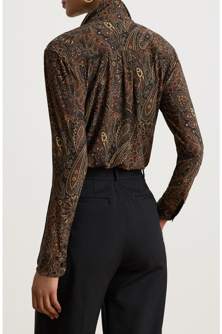 Paisley Stretch Jersey Button-Up Shirt, Alternate, color, BLACK/ MULTI