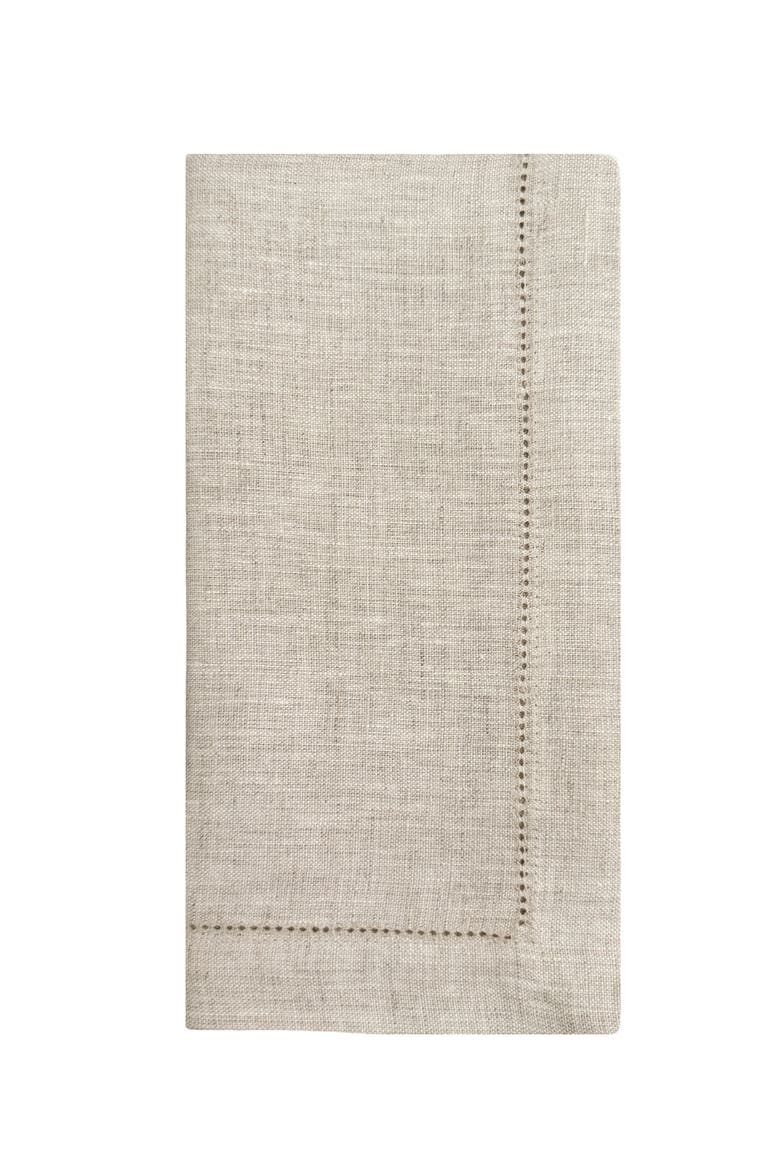 Linen Hemstitch Napkin Set, Main, color, Natural Beige