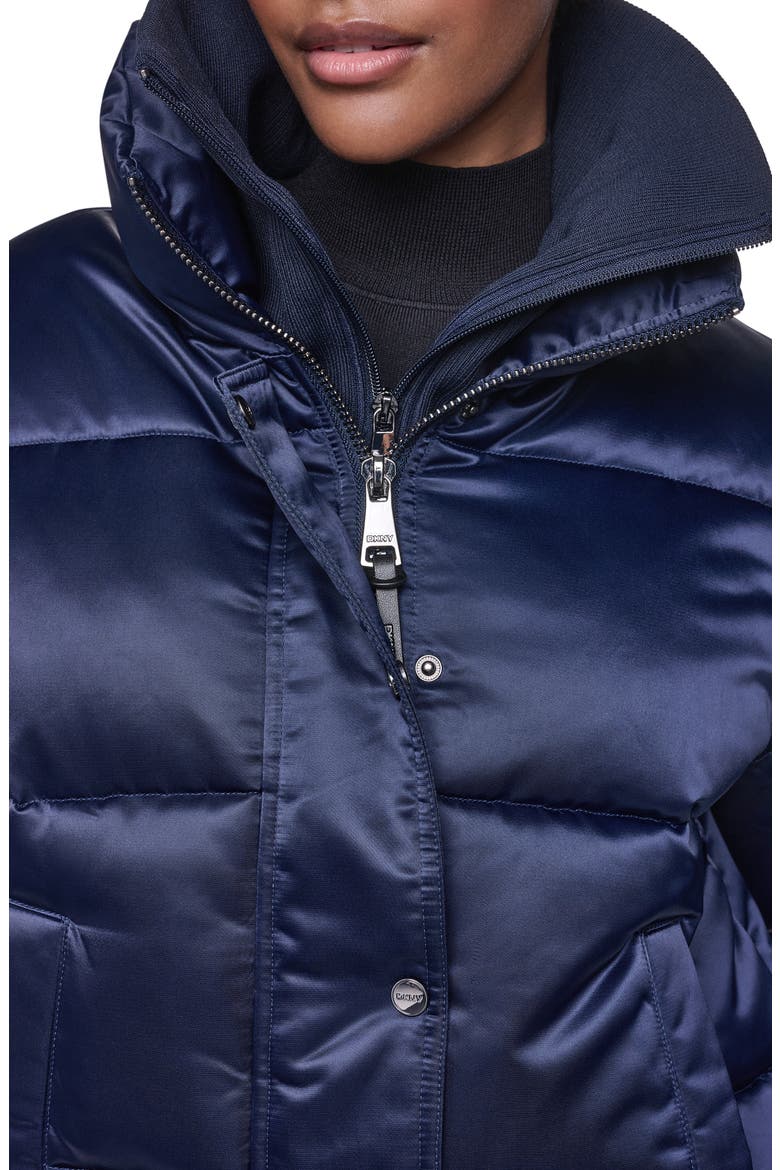 Flight Satin Puffer Jacket, Alternate, color, DARK NAVY