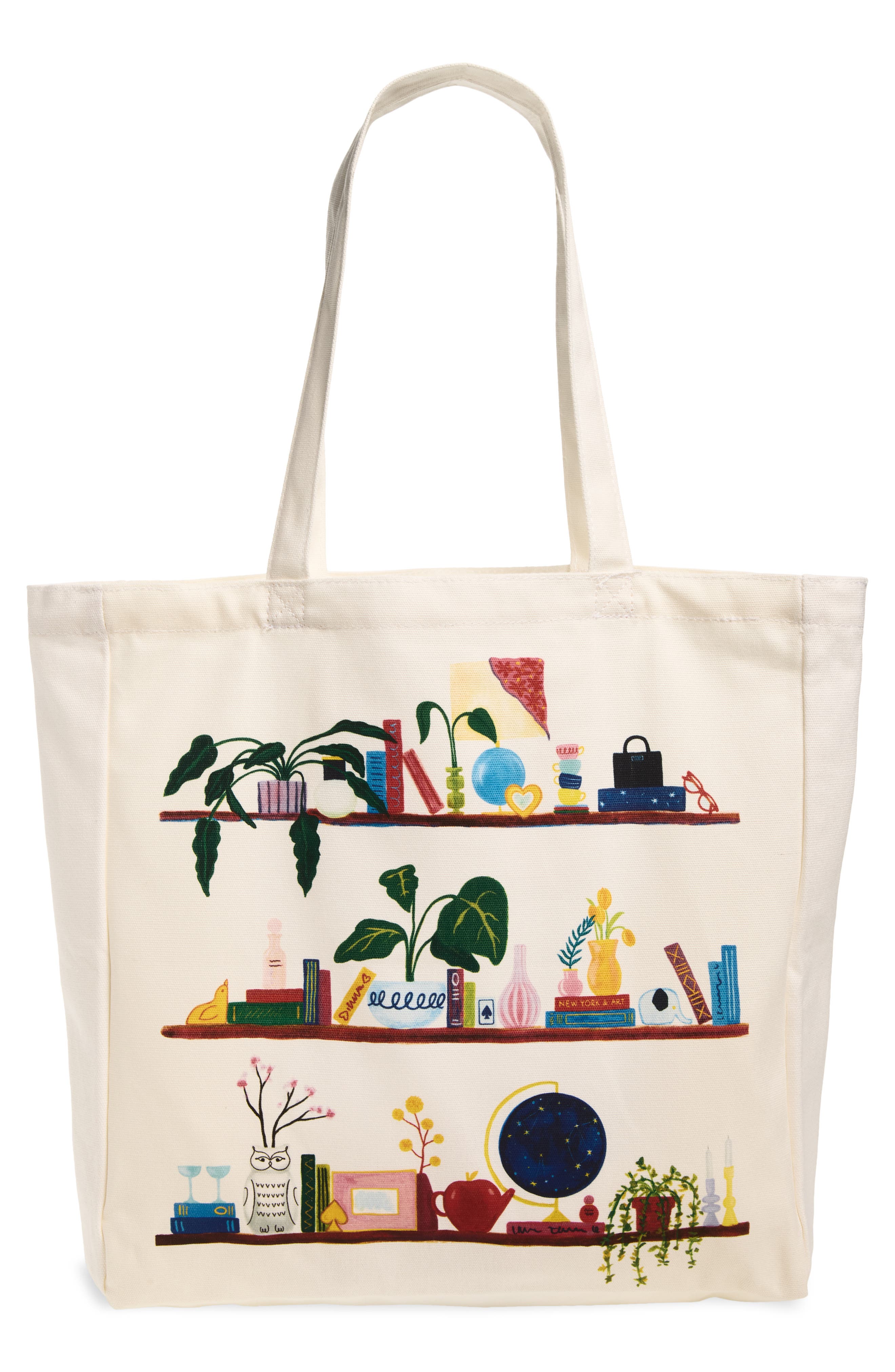 Library Canvas Book Tote, Alternate, color, MULTI