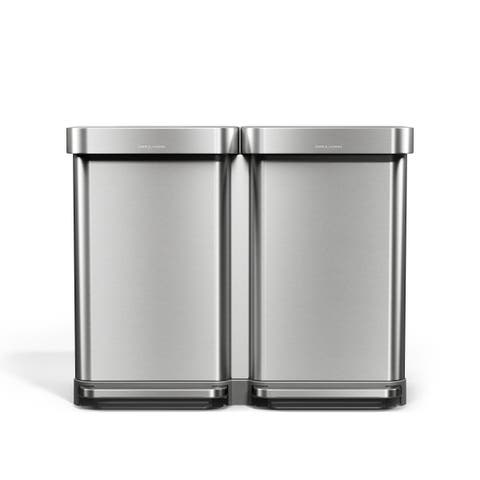 90L Step Recycler Brushed Stainless Steel With Grey Plastic Lid