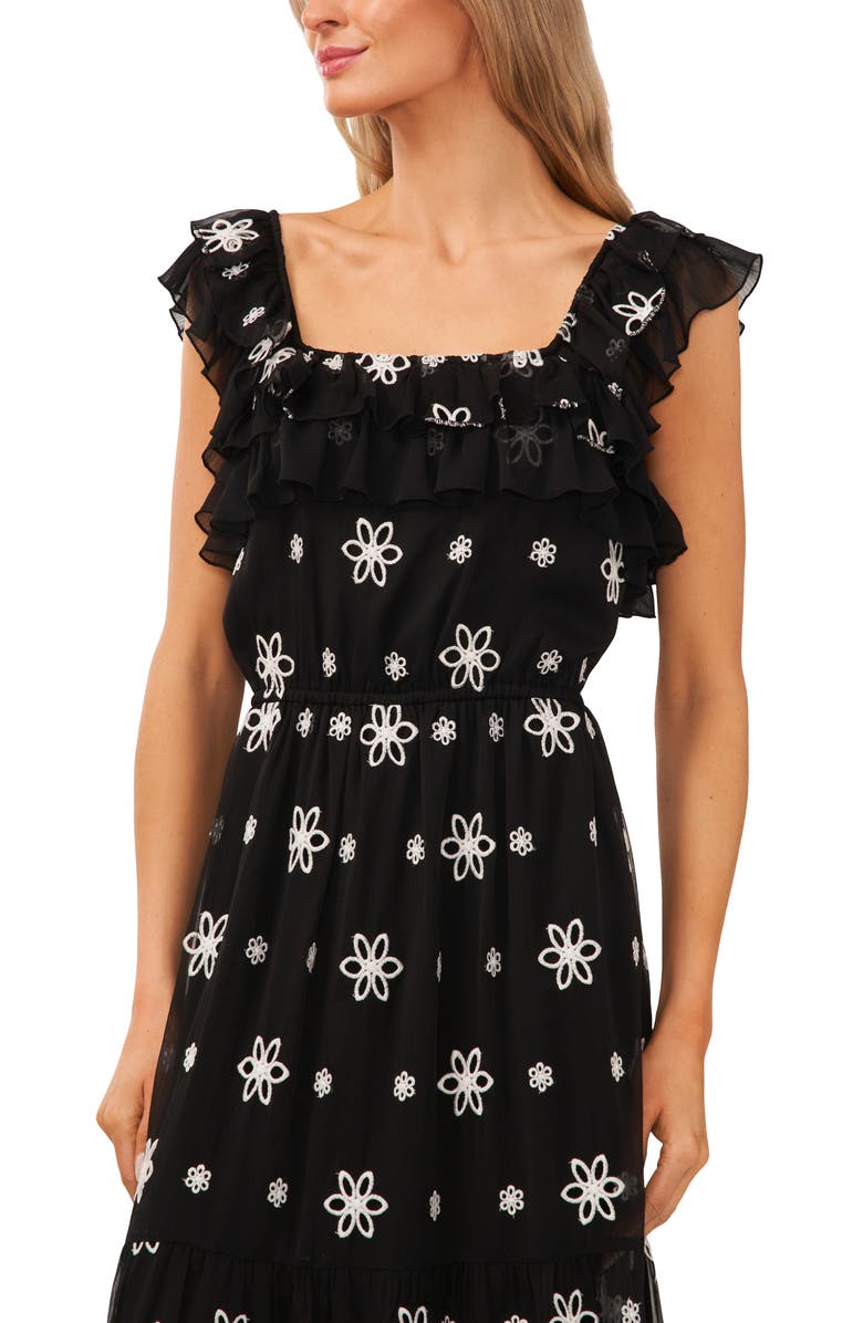 CeCe Ruffle Square Neck Midi Dress, Alternate, color, 