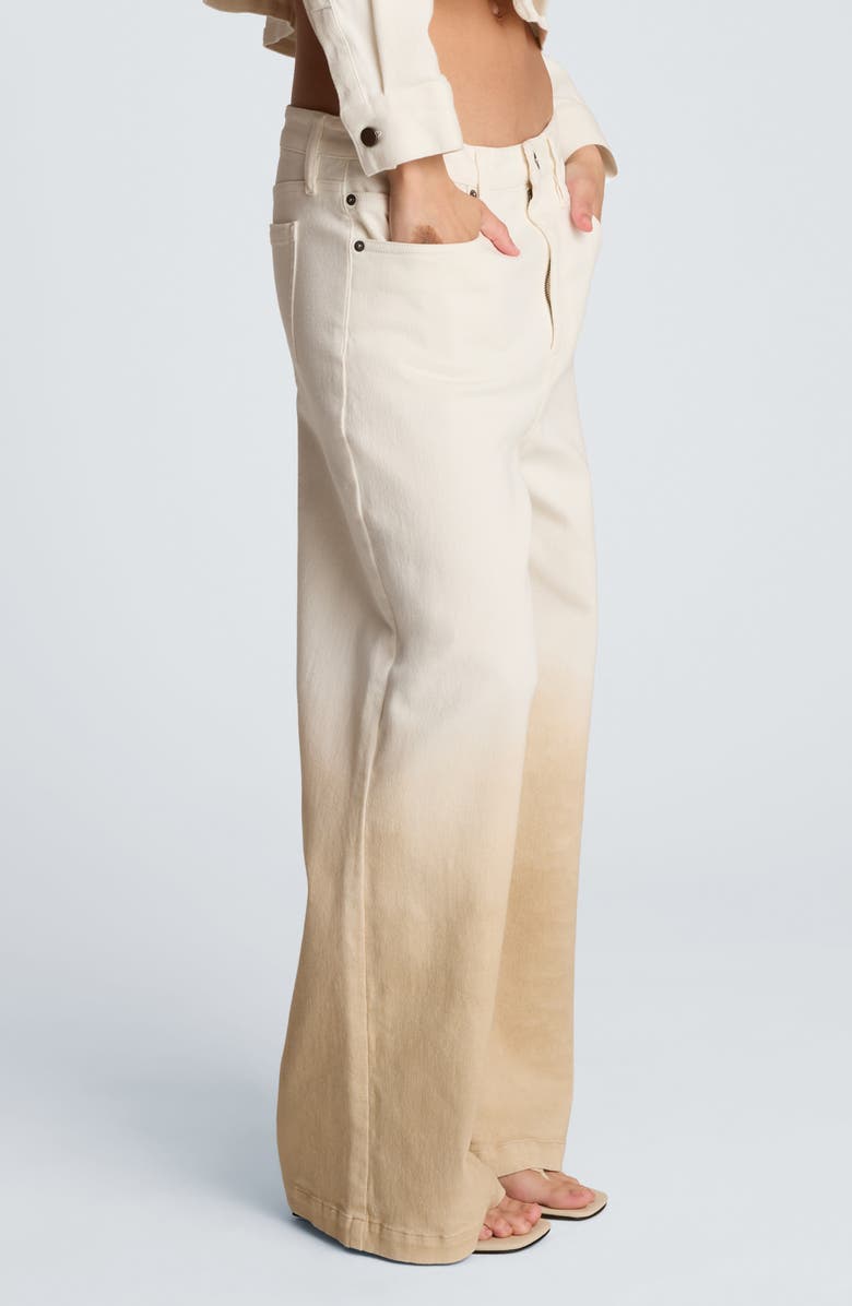 Kenneth Cole Ombré Comfort Stretch High Waist Wide Leg Jeans, Alternate, color, Tan Gradient