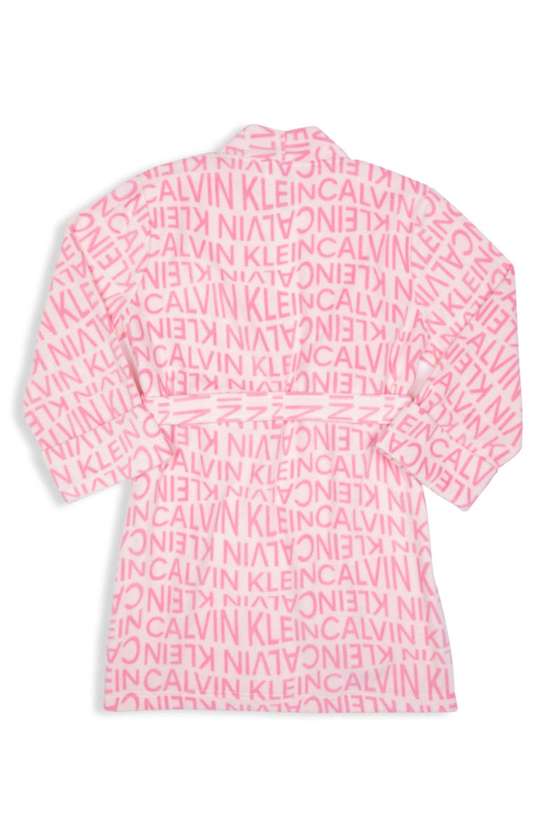 Calvin Klein Cozy Fleece Robe, Alternate, color, Pink Calvin Wave