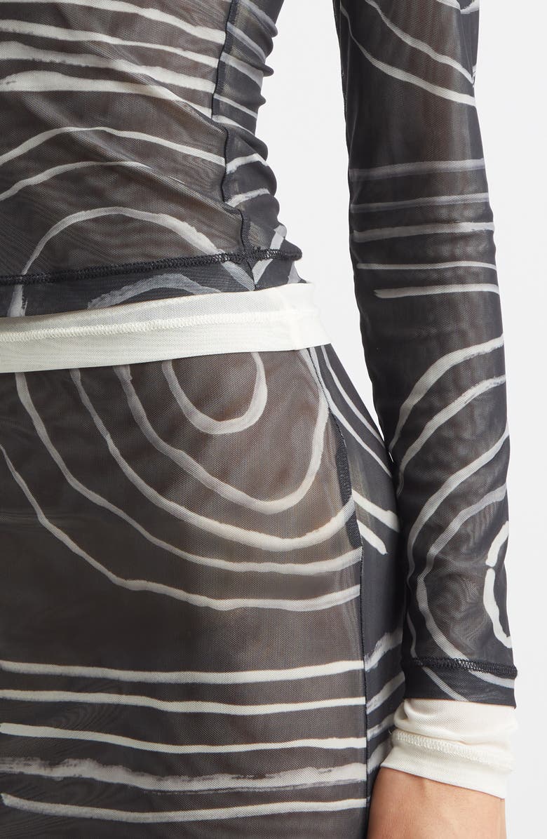 Eckhaus Latta Duet Double Layer Micromesh Long Sleeve Top, Alternate, color, Gesture