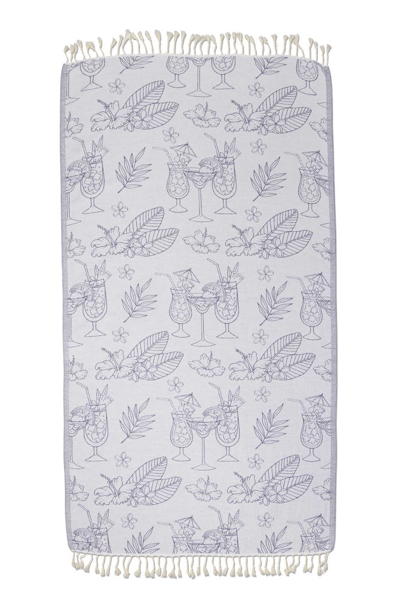 Tropical Drink Organic Turkish Towel, Alternate, color, Navy