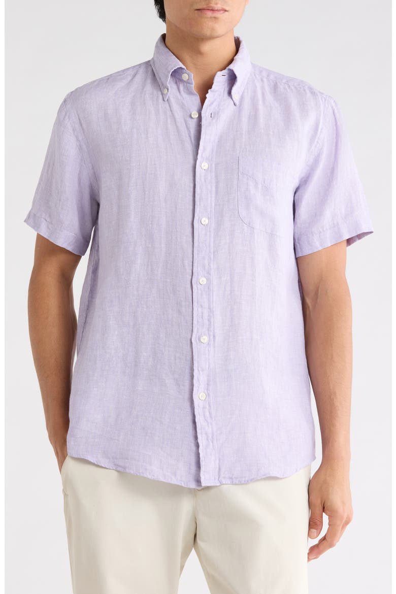 Short Sleeve Linen Shirt, Main, color, LAVENDER