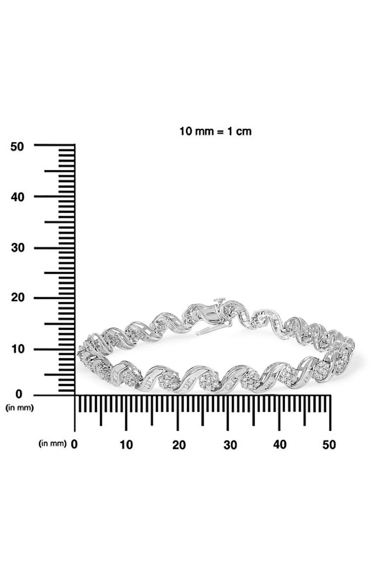 10K White Gold 2.00 Cttw Diamond Floral Design Swirl Link  Bracelet, Alternate, color, White