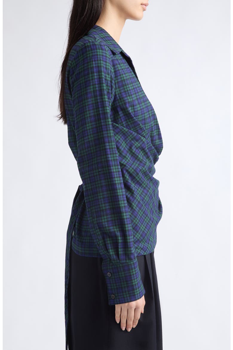 Cadea Check Cotton Flannel Wrap Shirt, Alternate, color, GREEN