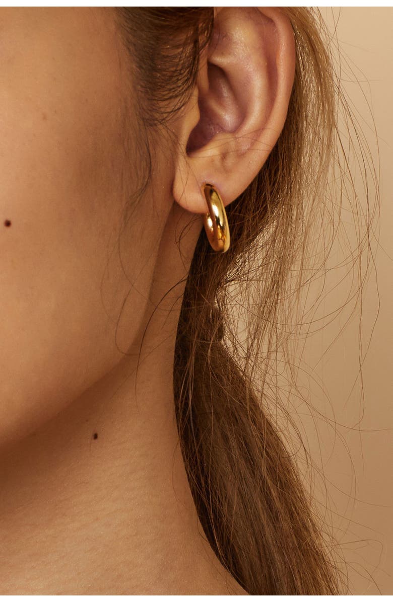 Oradina 14K Gold Everything Bold Midi Hoops, Alternate, color, White Gold