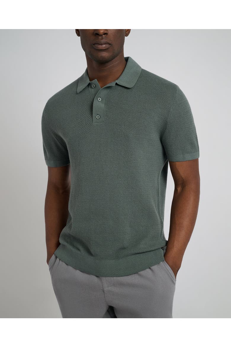 Cotton Textured Knit Polo, Alternate, color, AGAVE