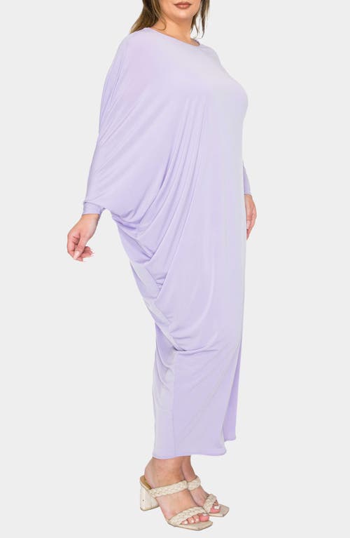 L I V D Louella Asymmetrical Long Sleeve Stretch Maxi Dress In Lilac