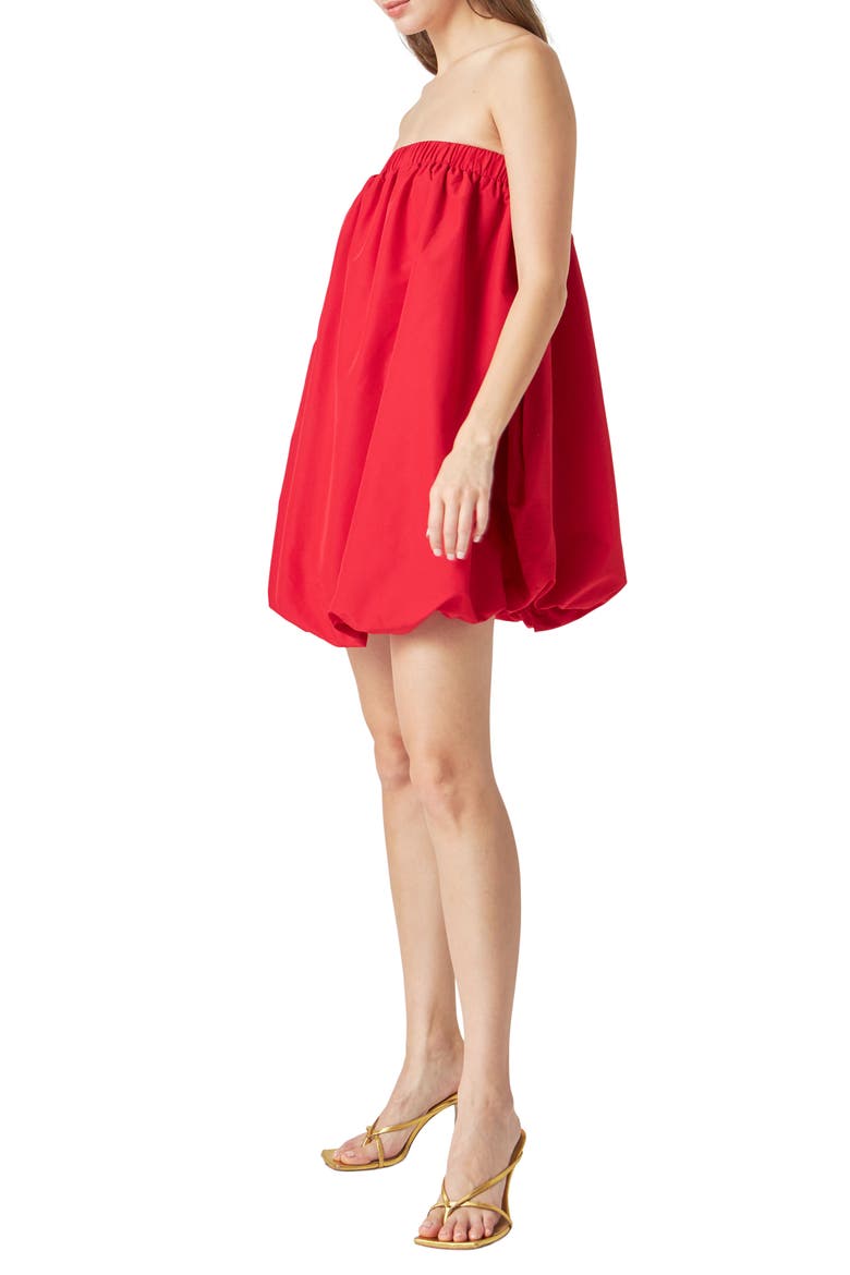 Strapless Bubble Minidress, Alternate, color, RED