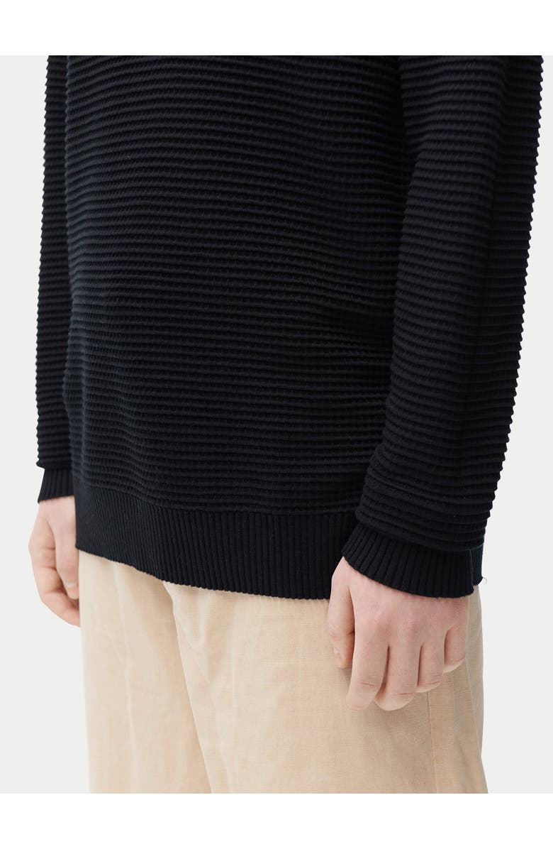 Gobi Cashmere Textured-Knit Silk Cashmere Sweater, Alternate, color, Blue Graphite