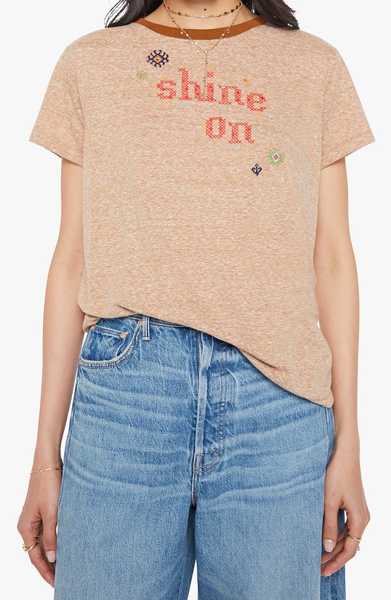 MOTHER The Boxy Goodie Goodie Appliqué Better Luck Graphic T-Shirt, Main, color, Monks Robe Shine On