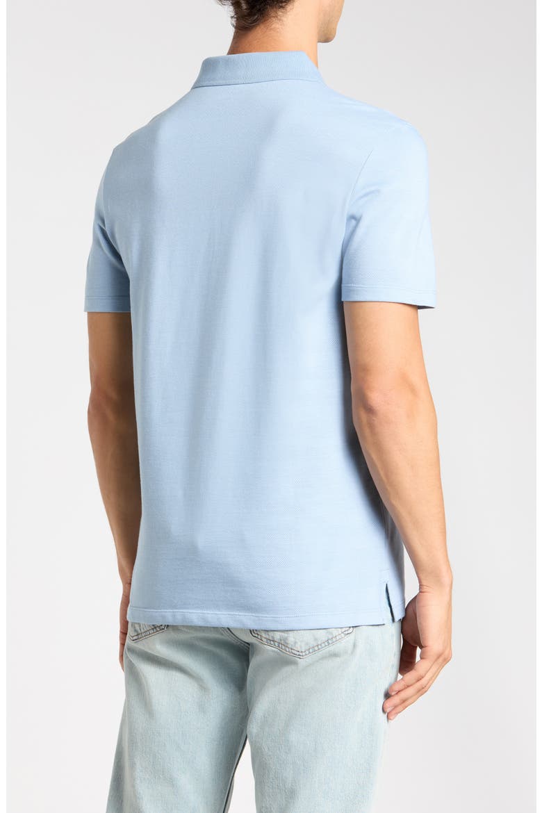 Iconic Herringbone Cotton Zip Polo, Alternate, color, FADED DENIM