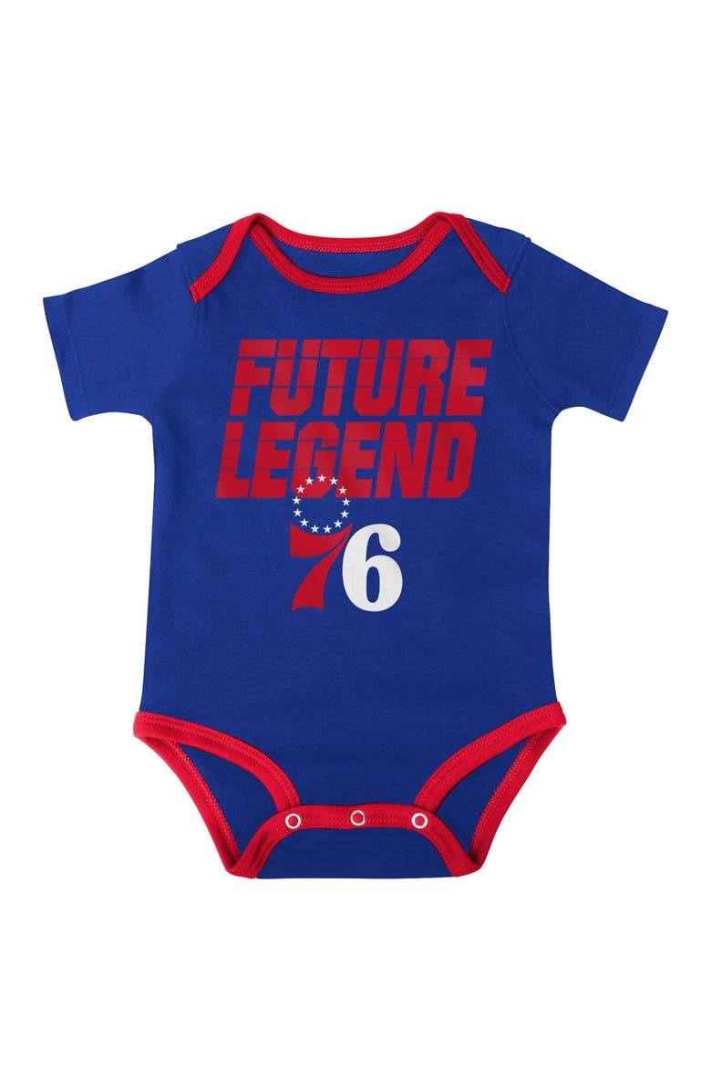 Outerstuff Infant Royal/Red/Gray Philadelphia 76ers Bank Shot Bodysuit, Hoodie T-Shirt & Shorts Set, Alternate, color, 