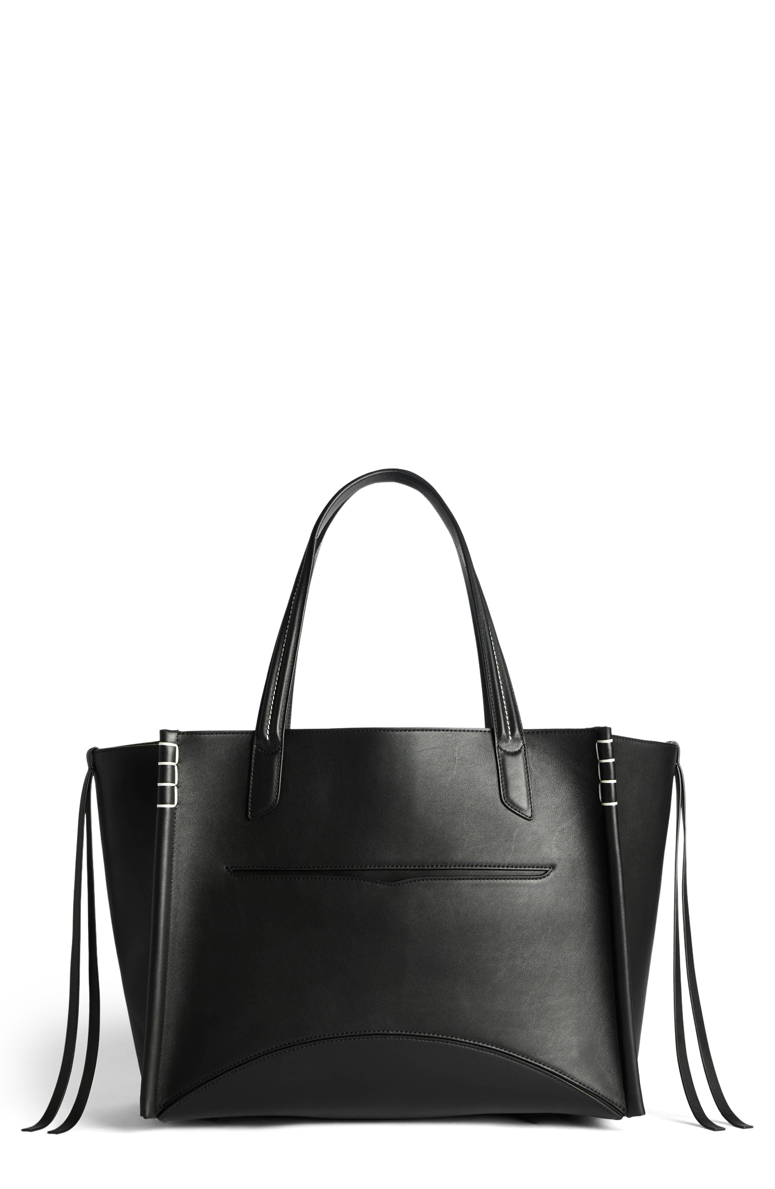 JW Anderson Loafer Leather Tote, Main, color, Black