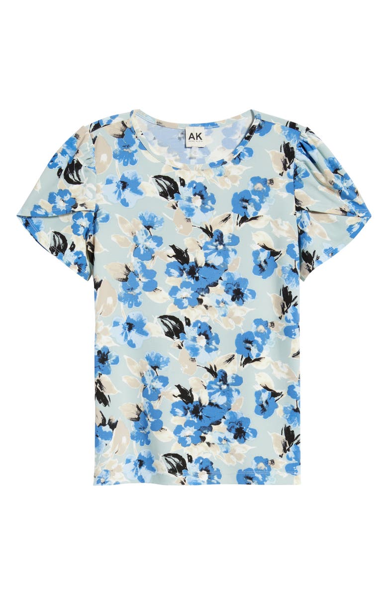 AK ANNE KLEIN Floral Tulip Sleeve Top, Alternate, color, Soft Aloe Multi