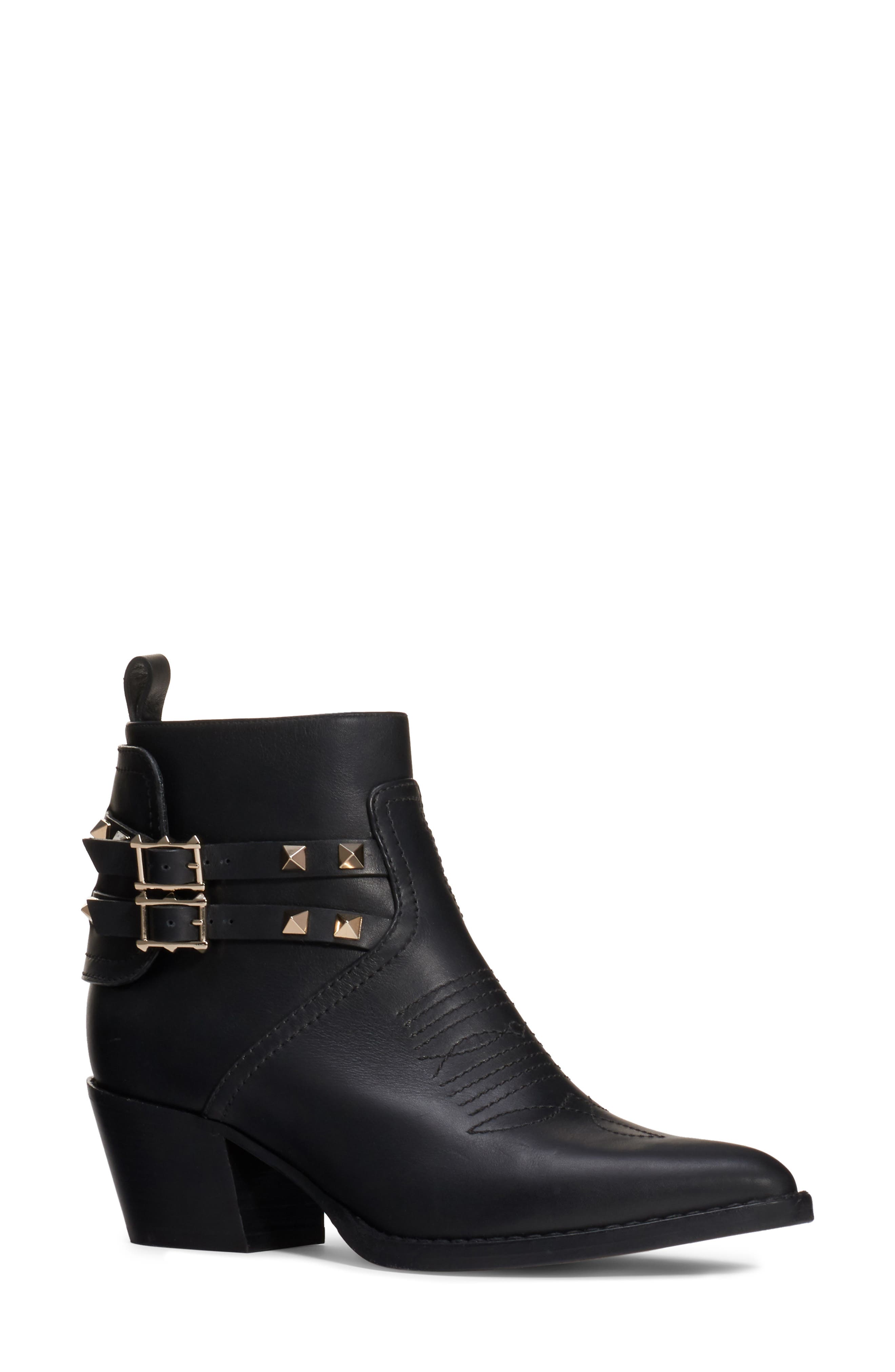 Valentino Garavani Rockstud Buckle Western Bootie, Main, color, 