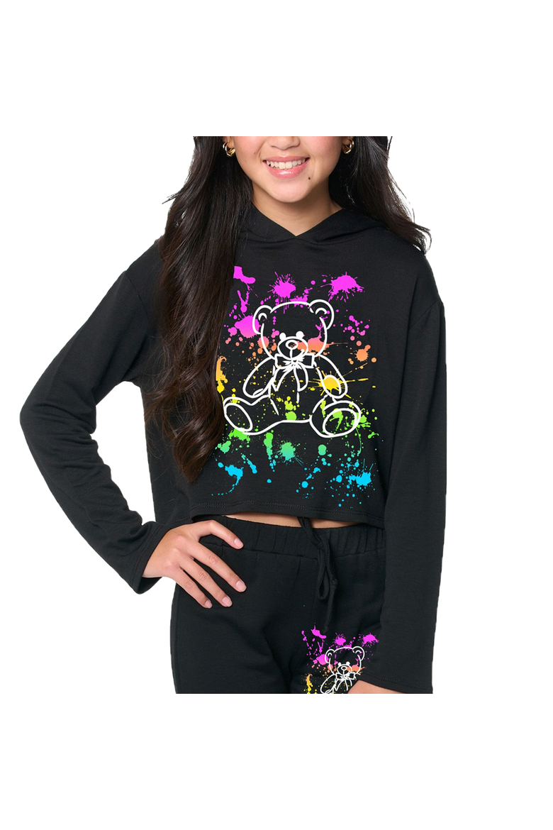 Crop sweatshirt with screen - Little kid, Main, color, Black Paint