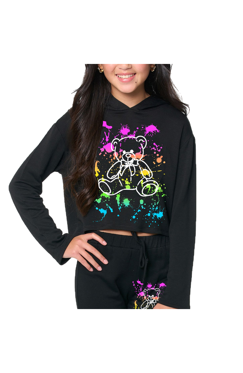 Malibu Sugar Crop sweatshirt with screen - Little kid, Main, color, Black Paint