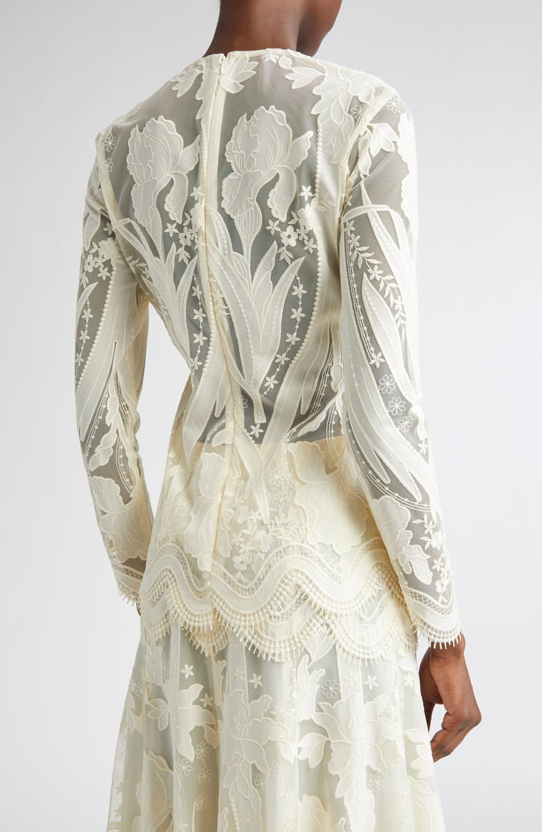 Lela Rose Floral Lace Top, Alternate, color,