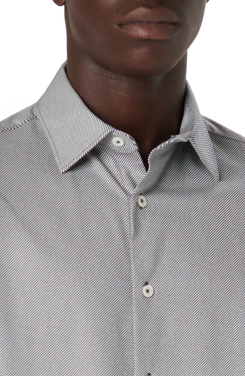 Bugatchi Miles OoohCotton<sup>®</sup> Pinstripe Short Sleeve Button-Up Shirt, Alternate, color,