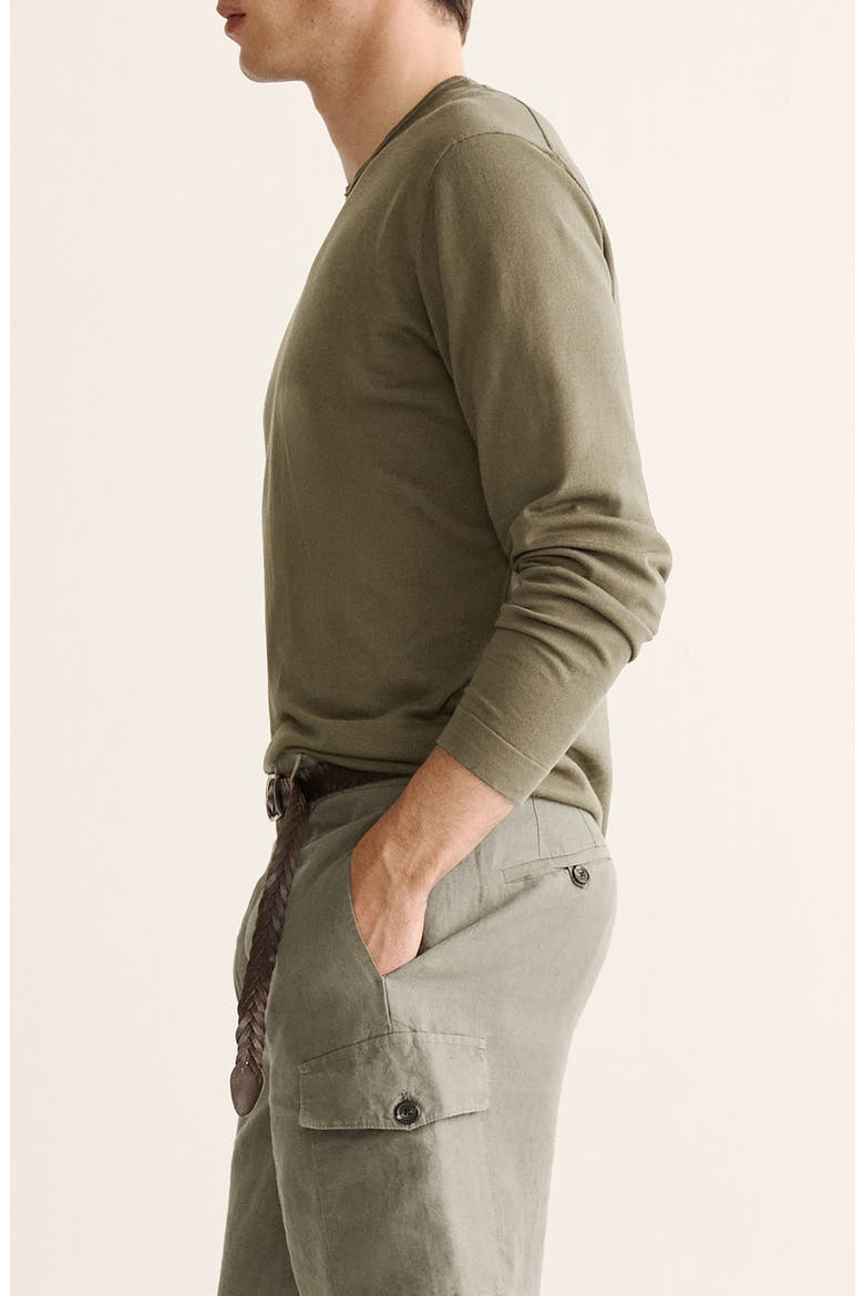 Finely Knit Cotton & Silk Sweater, Alternate, color, KHAKI GREEN