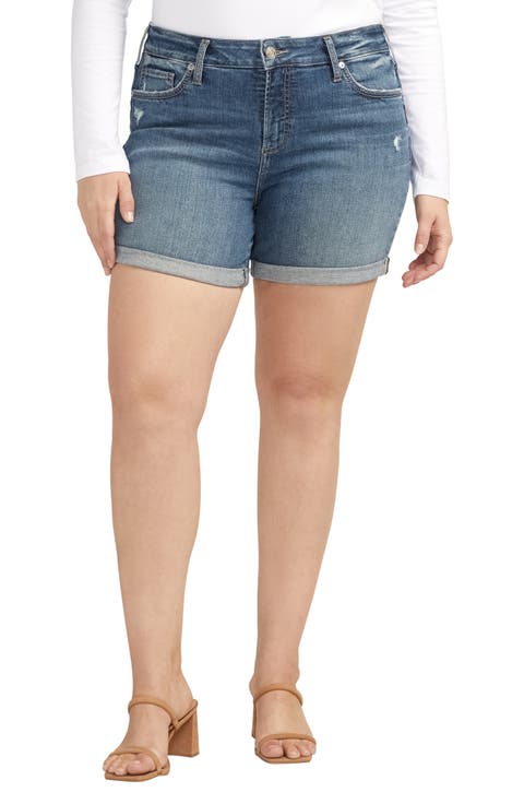 Suki Curvy Mid Rise Denim Shorts (Plus)