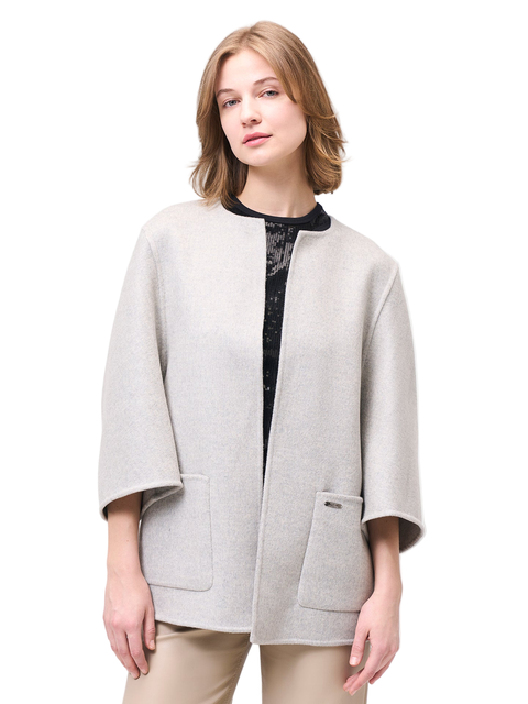 Patch Pocket Cashmere Poncho Jacket